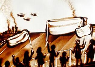2009 - Dessin sur sable, performance de dessin en direct