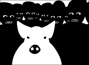 Carré rose, Dessin noir et blanc