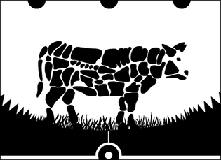 Bœuf à la découpe, Dessin noir et blanc