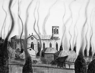 2010 - Dessin au fusain, Incendies