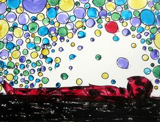 2014 : : Virus : : peinture acrylique, encres & Posca, 65x50cm