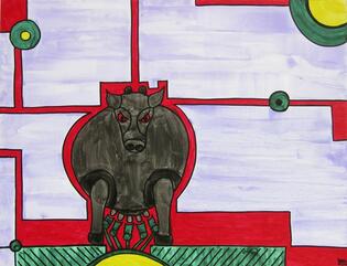 2014 : : Vache à Lait : : peinture acrylique, encres & Posca, 65x50cm
