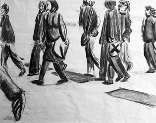 2010 - Dessin au fusain, étude de marche