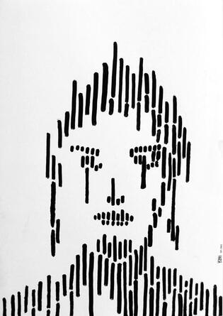 2012 : : Visage Triste : : dessin encre noire, A3