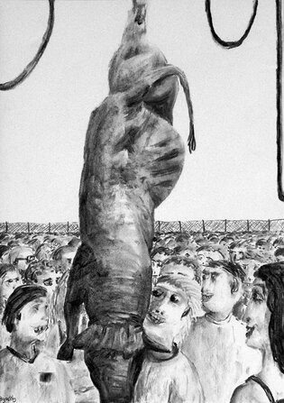 2010 - Dessin au fusain, Suspendus