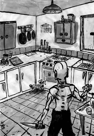 1998 - Lavis d'encre, La cuisine du lapin