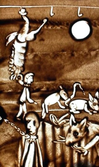 2010 - Dessin en direct pour la pièce "Cet animal qui nous regarde"